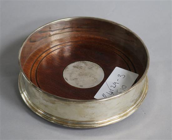A modern silver mounted wine coaster by Links of London, 2000, 12.9cm.